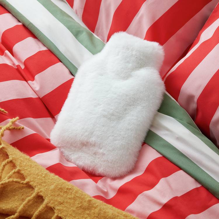Habitat white faux fur hot water bottle (British brand)