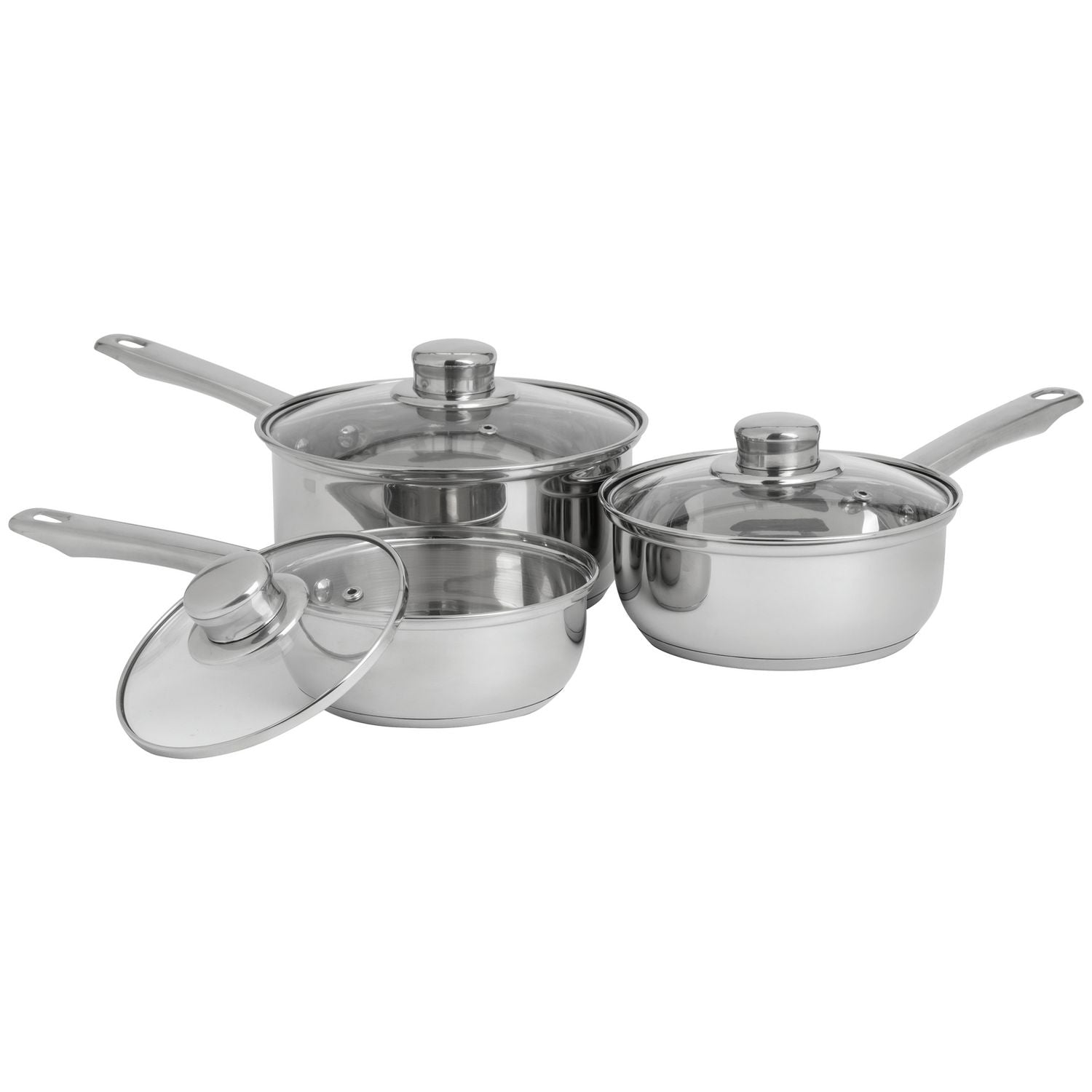 Argos Home stainless steel 3-piece saucepan set, UK version