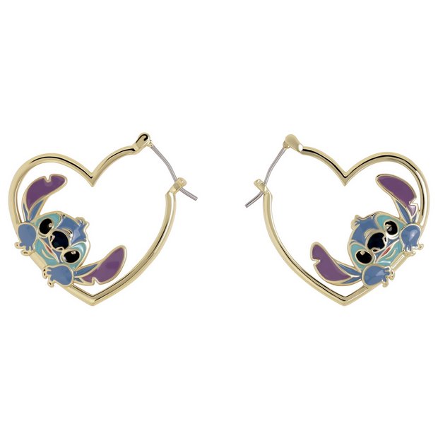 Disney Stitch huggie heart earrings gold-plated brass, imported from the UK