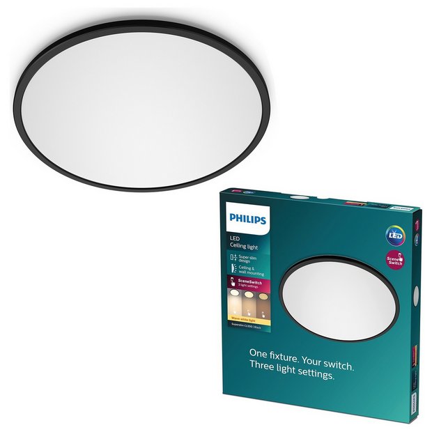 Philips Super Slim LED ceiling light black 25cm - British product