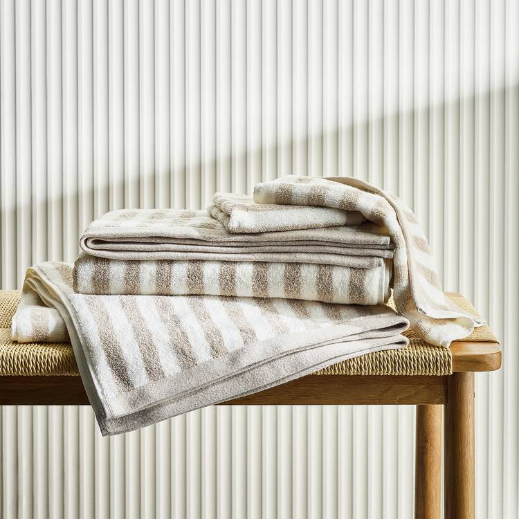 Habitat neutral stripe 4 piece towel bale, imported from the UK