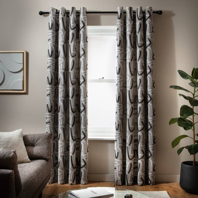 Habitat abstract jacquard curtains natural 117x137cm - British product