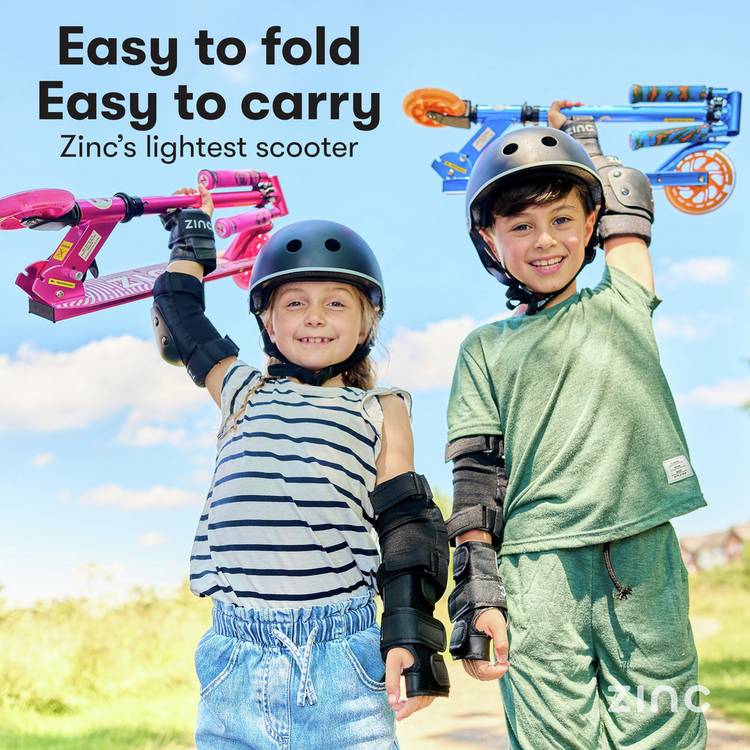 Zinc light up foldable scooter blue (British brand)