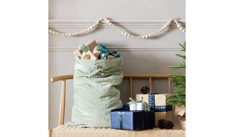 Habitat Sage Velvet Christmas Sack GOODS Argos