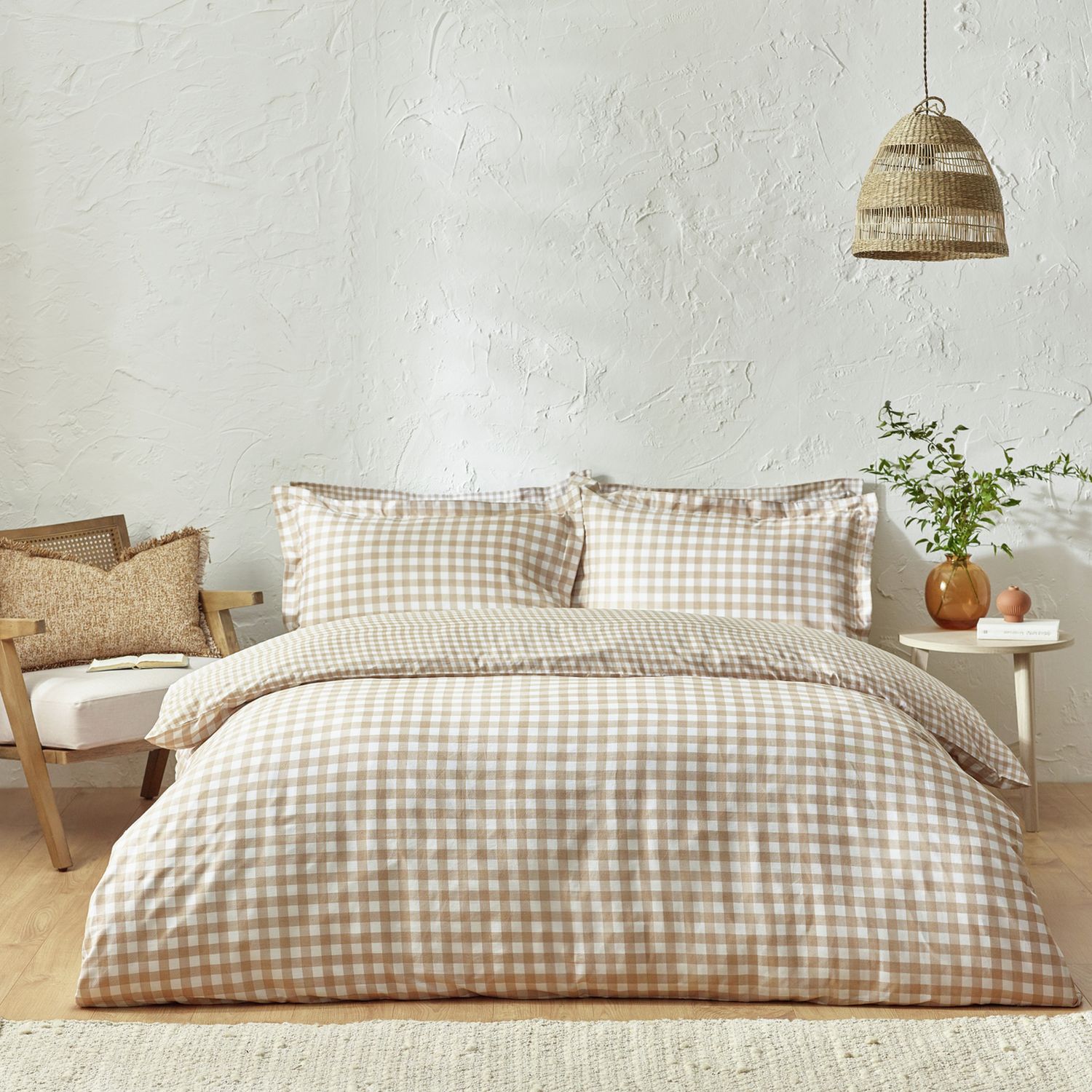 Yard Barton Cotton Check Biscuit Bedding Set - Double
