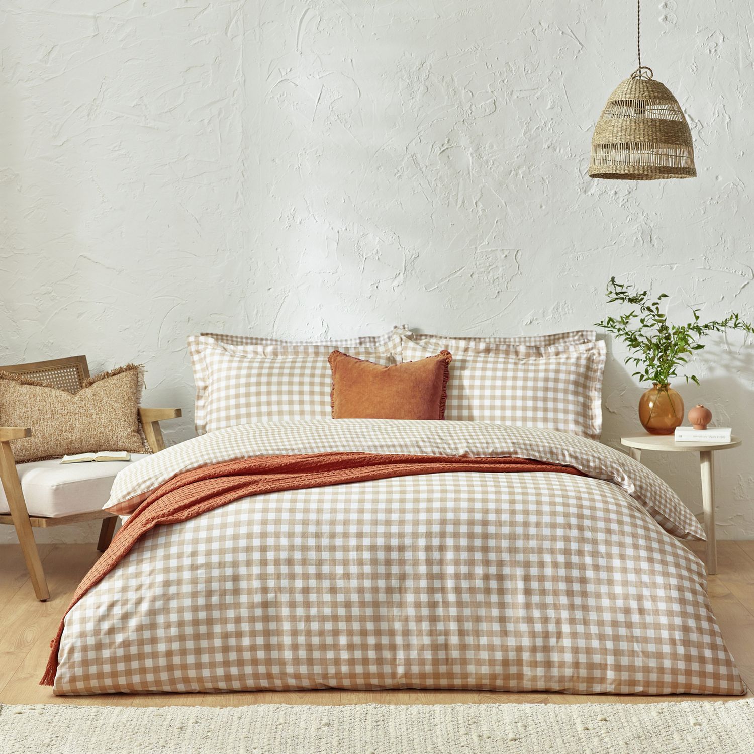 Yard Barton Cotton Check Biscuit Bedding Set - King size