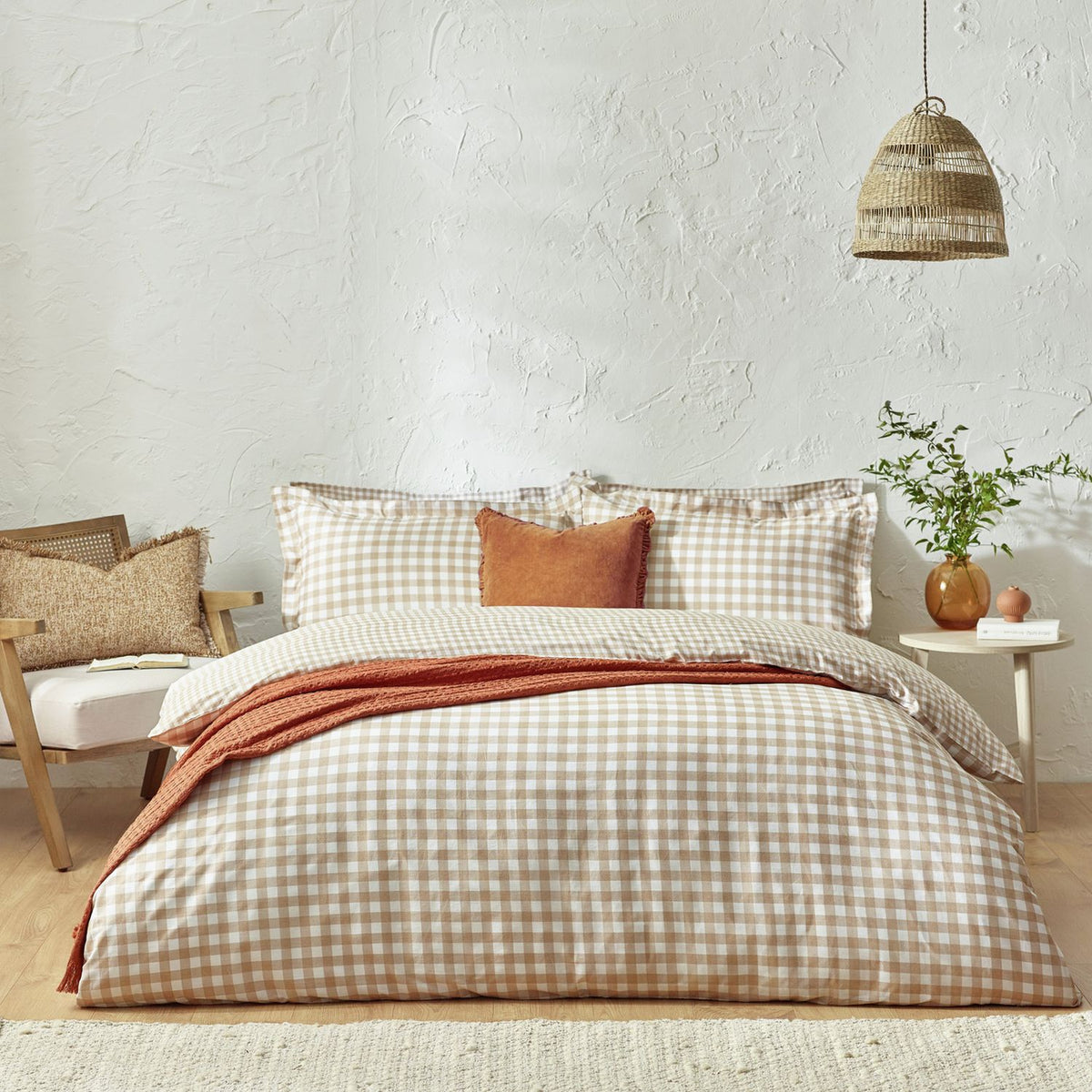 Yard Barton Cotton Check Biscuit Bedding Set - King size