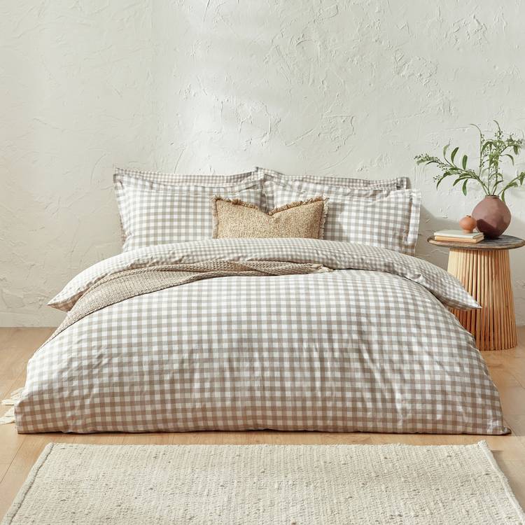 Yard Barton natural cotton check bedding set single, UK version
