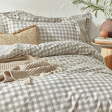 Yard Barton natural cotton check bedding set single, UK version
