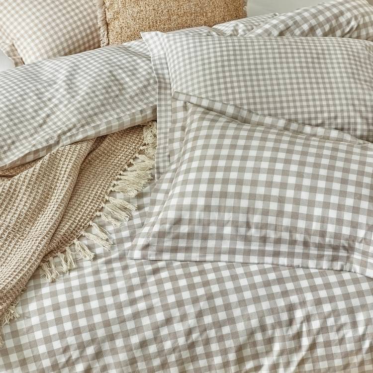 Yard Barton natural cotton check bedding set single, UK version
