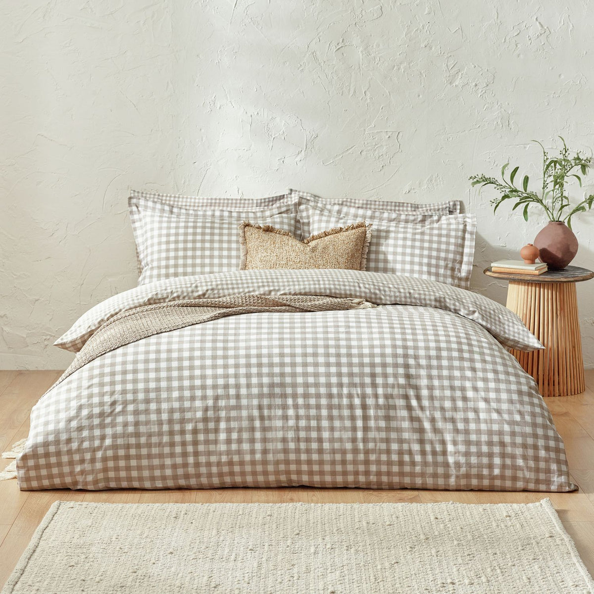 Yard Barton Cotton Check Natural Bedding Set - King size