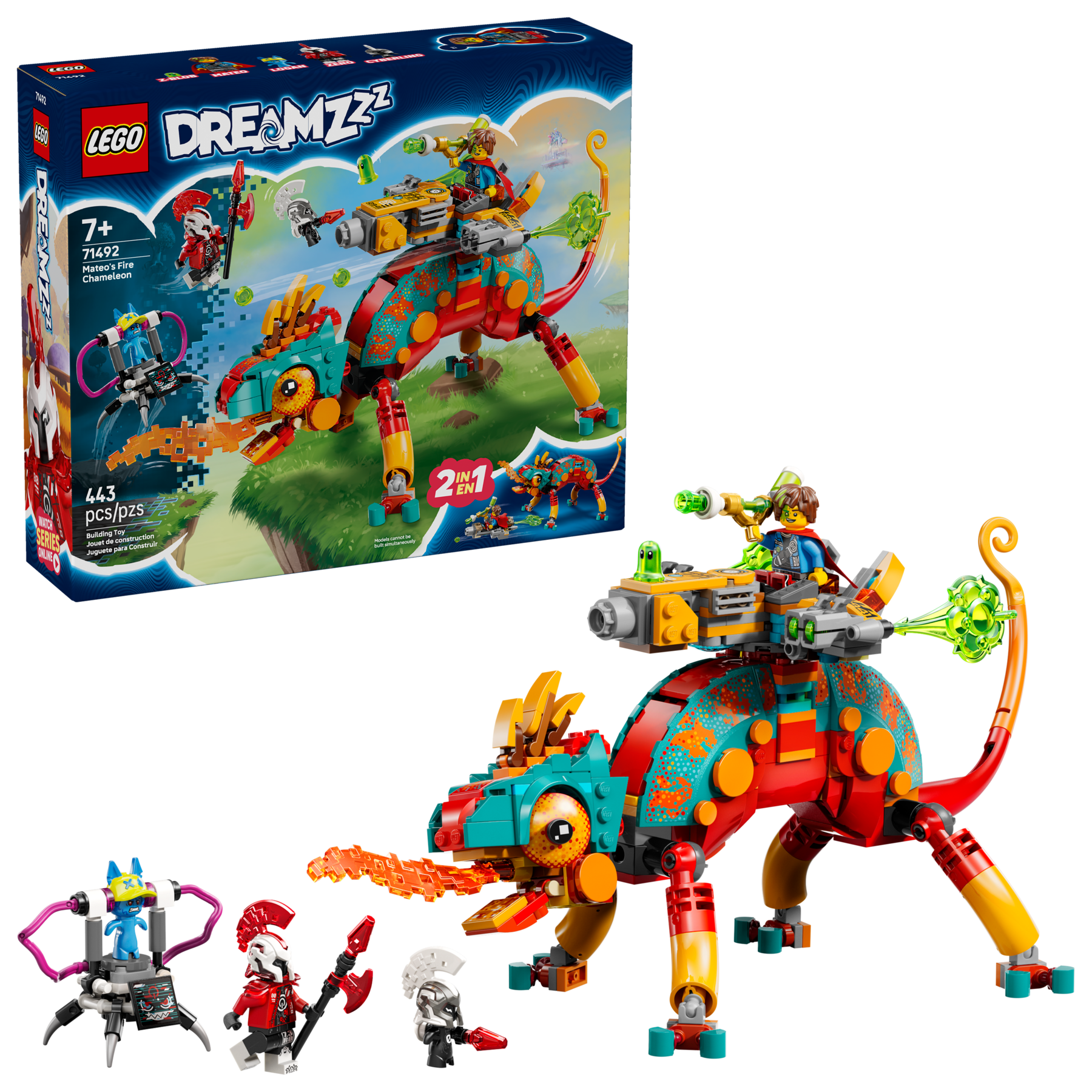 LEGO Mateo's Fire Chameleon Building Set 443 Pieces, imported from the UK