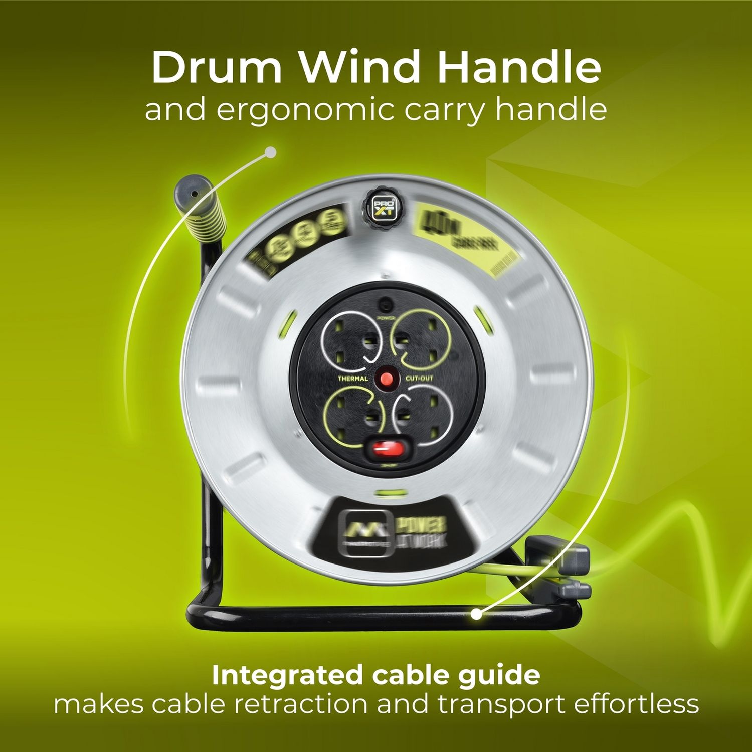 Masterplug Pro-XT 4 socket 40m cable reel (British brand)
