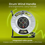 Masterplug Pro-XT 4 socket 40m cable reel (British brand)