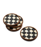 MacKenzie-Childs wood Courtly Check coaster set of 4, imported from the UK