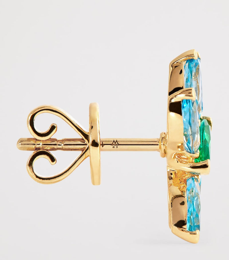 Emily P. Wheeler yellow gold emerald topaz apatite earrings (British brand)