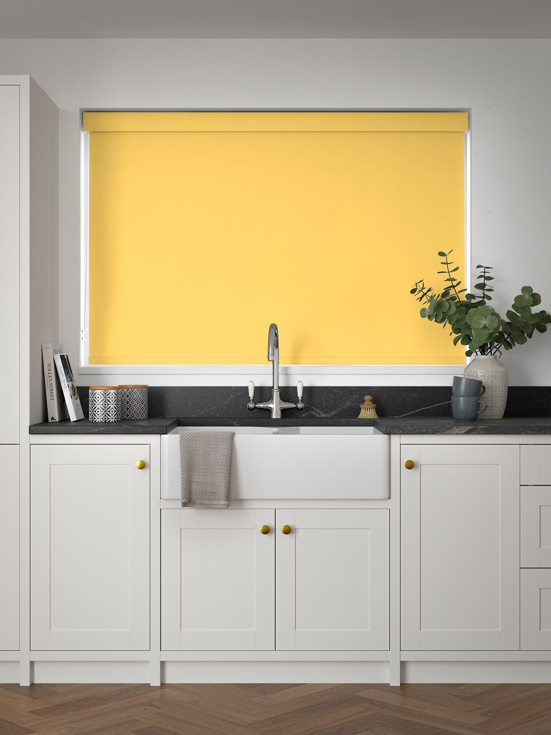 Next Lemon Glow blackout roller blind, imported from the UK