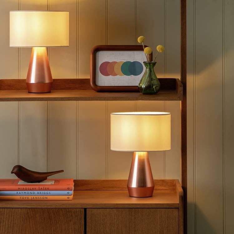 Habitat Maya copper cream touch table lamps - British product
