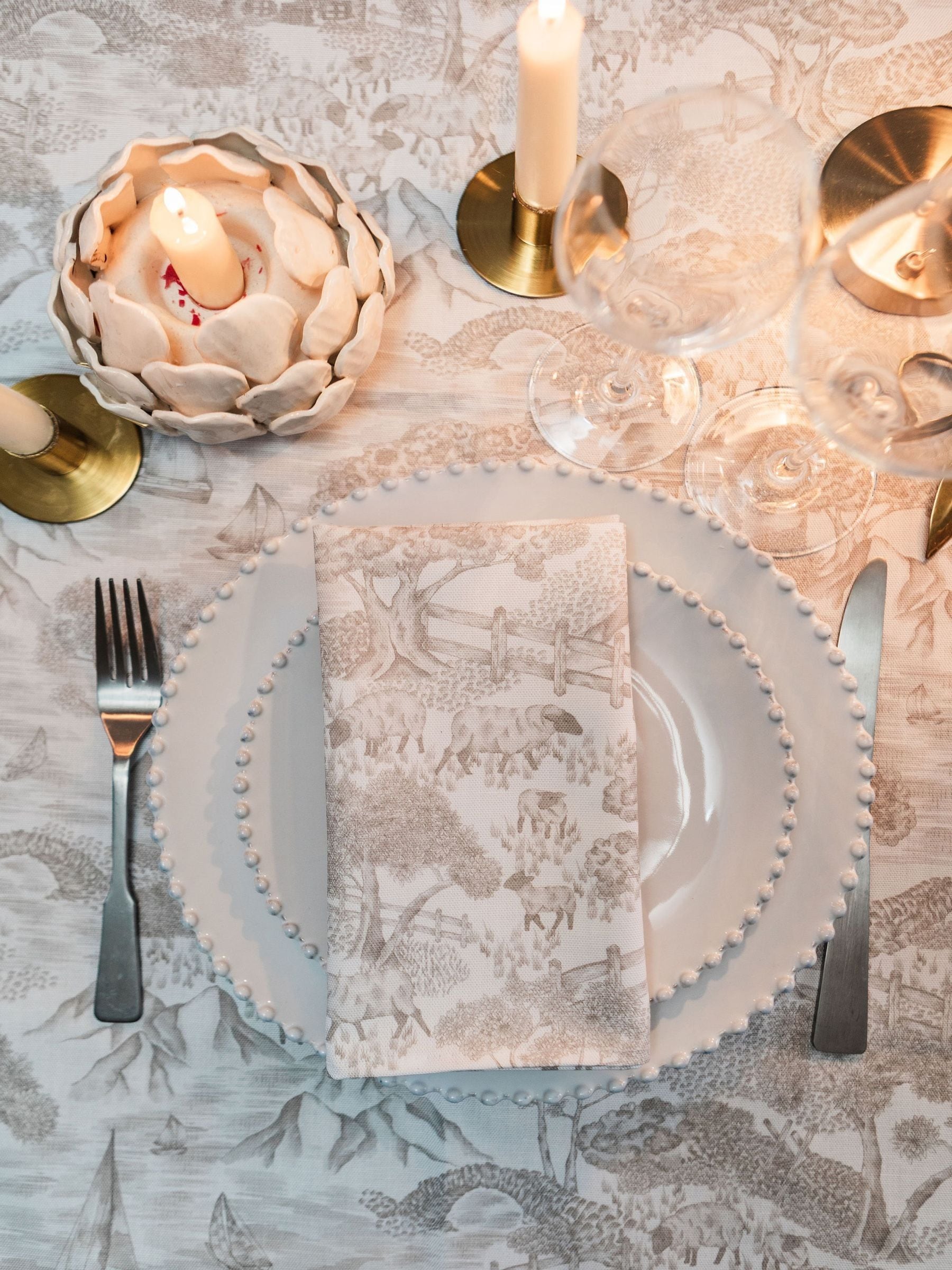 Avalon Home set of two natural soft toile napkins, imported from the UK