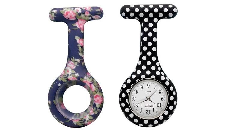 Constant Nurses' Polka Dot and Blue Floral FOB Watch GOODS Argos