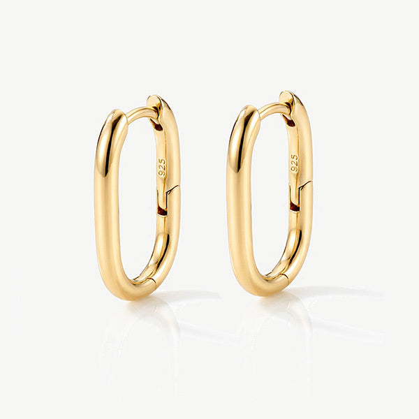 MUCHV oval hoop earrings 18k gold plated 1.8cm - British product
