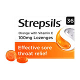 Strepsils Orange With Vitamin C (100mg) Sore Throat Lozenges 36s