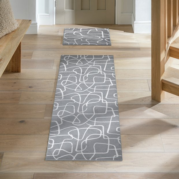 Argos Home scribble runner and mat set, 180x57cm - British product