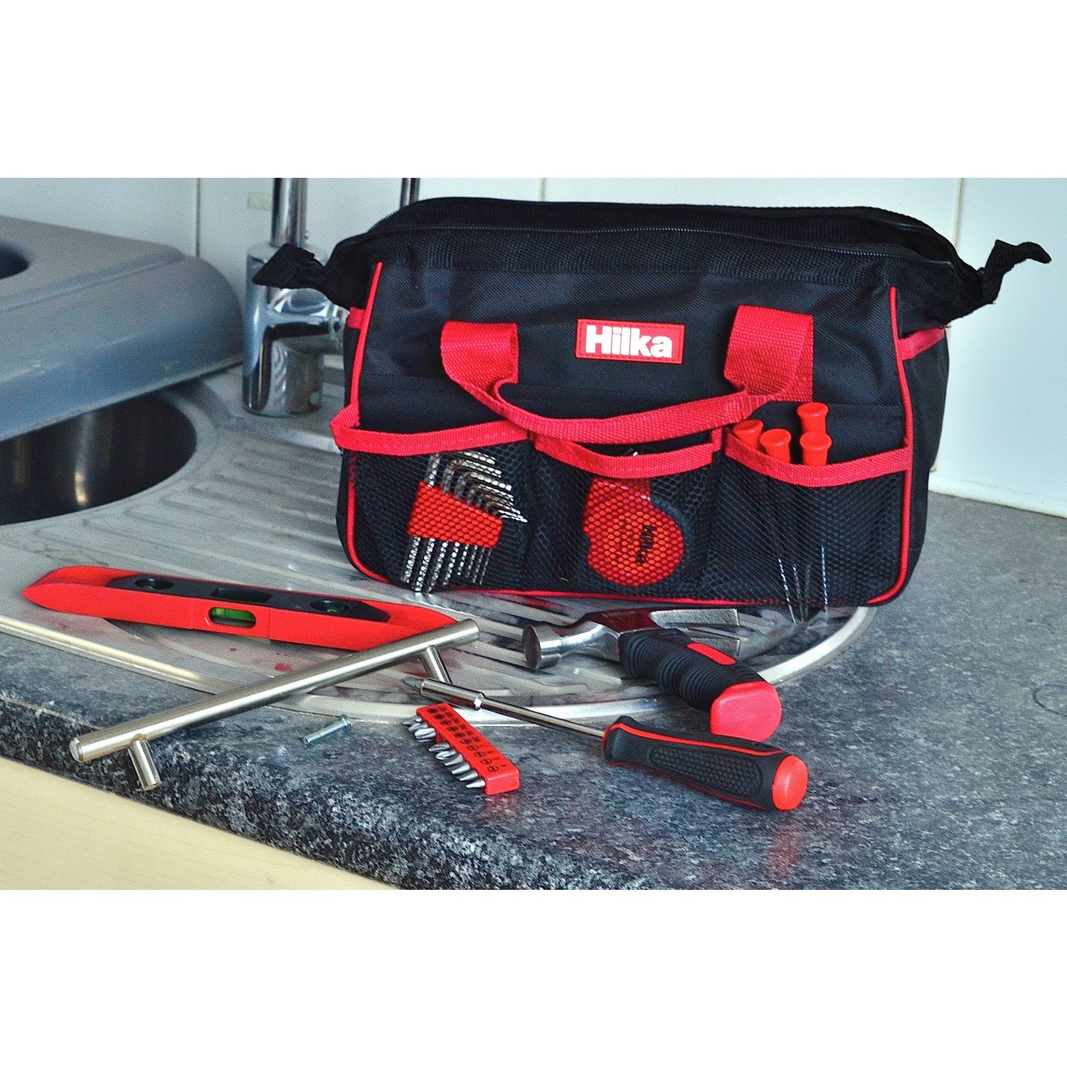 Hilka 30-piece home tool kit with bag, imported from the UK