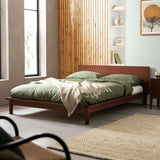 Habitat Akio Small Double Wooden Platform Bed Frame - Walnut
