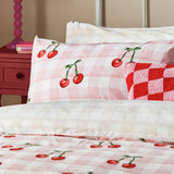 Heya Home Cherry Gingham Pink Bedding Set - Double
