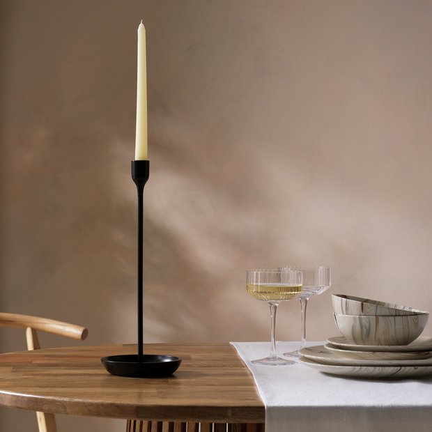 Habitat black tall metal candlestick 35cm, imported from the UK