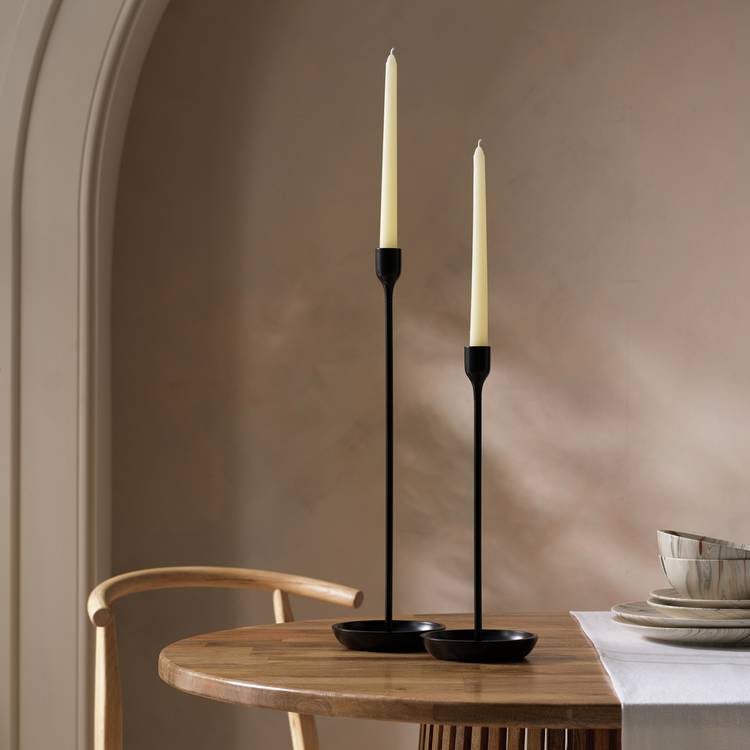 Habitat black tall metal candlestick 35cm, imported from the UK
