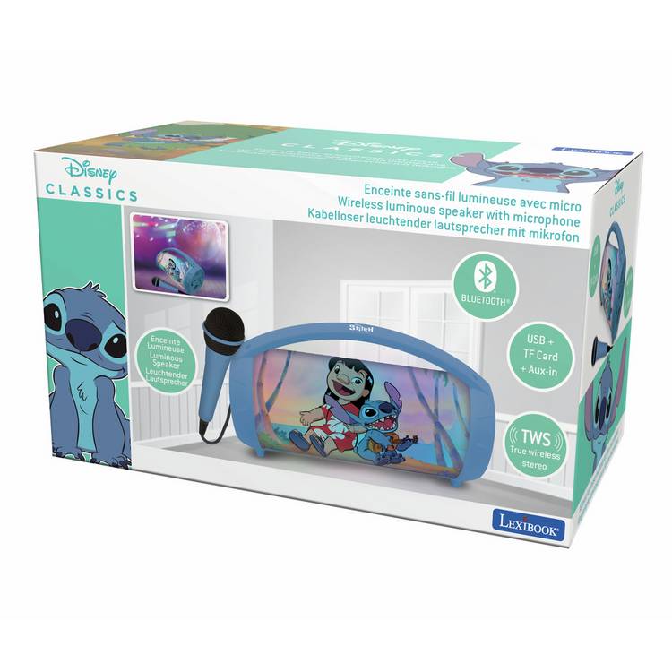 Disney Stitch Lexibook Bluetooth karaoke speaker with microphone, UK version