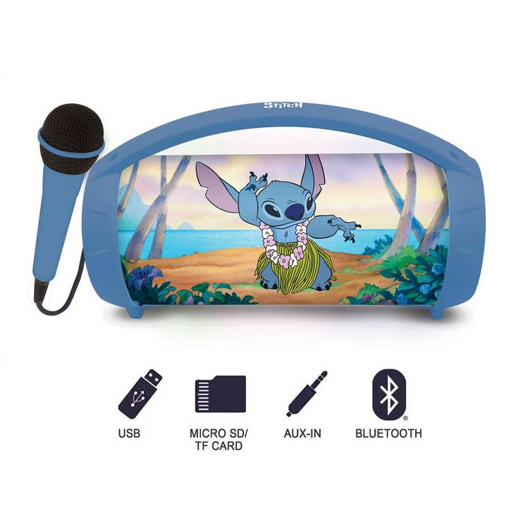 Disney Stitch Lexibook Bluetooth karaoke speaker with microphone, UK version