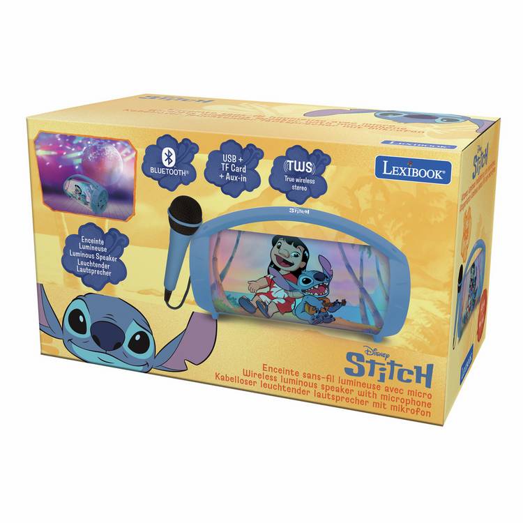 Disney Stitch Lexibook Bluetooth karaoke speaker with microphone, UK version