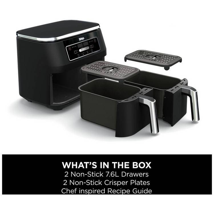 Ninja Dual Zone Air Fryer 7.6L black, imported from the UK