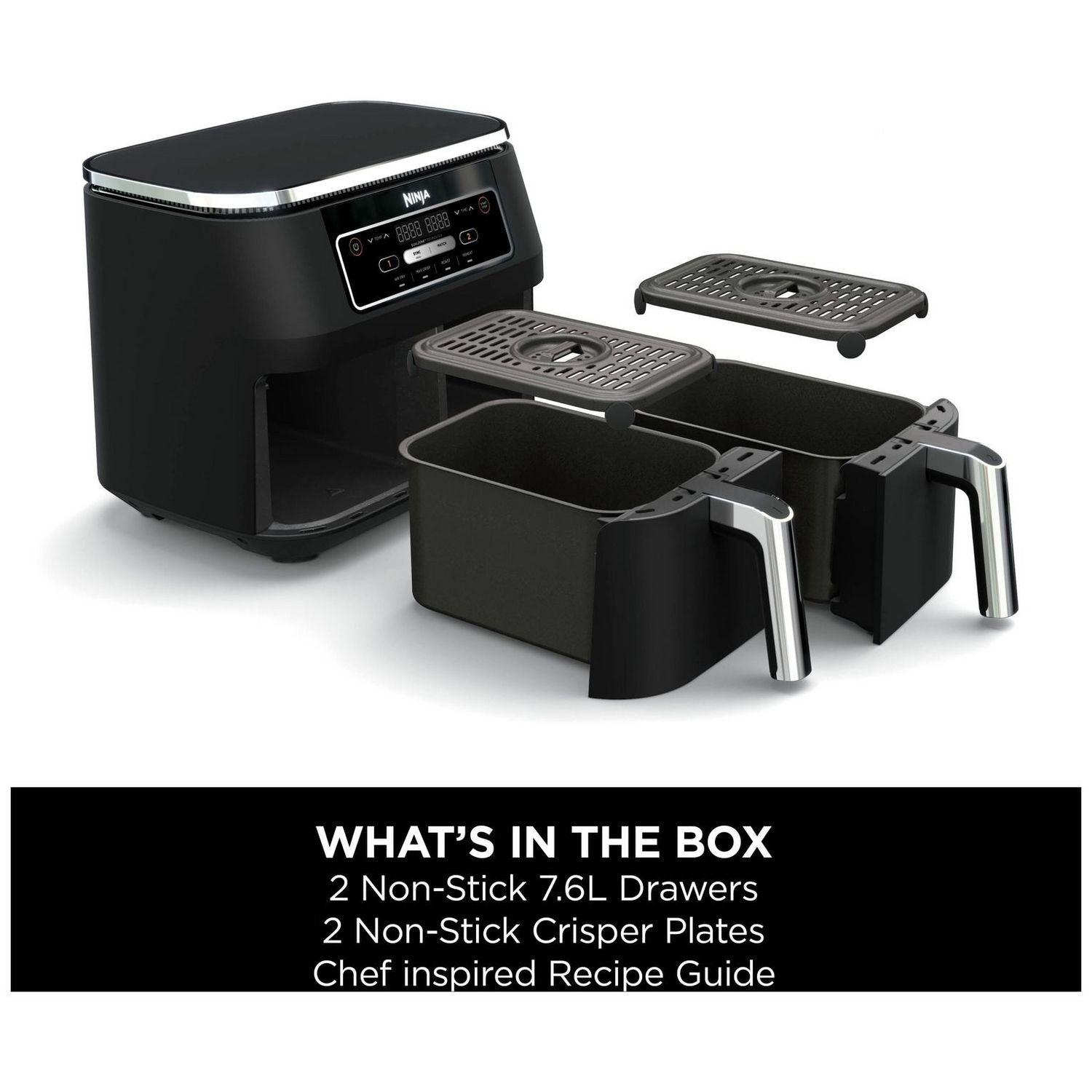 Ninja Dual Zone Air Fryer 7.6L black, imported from the UK
