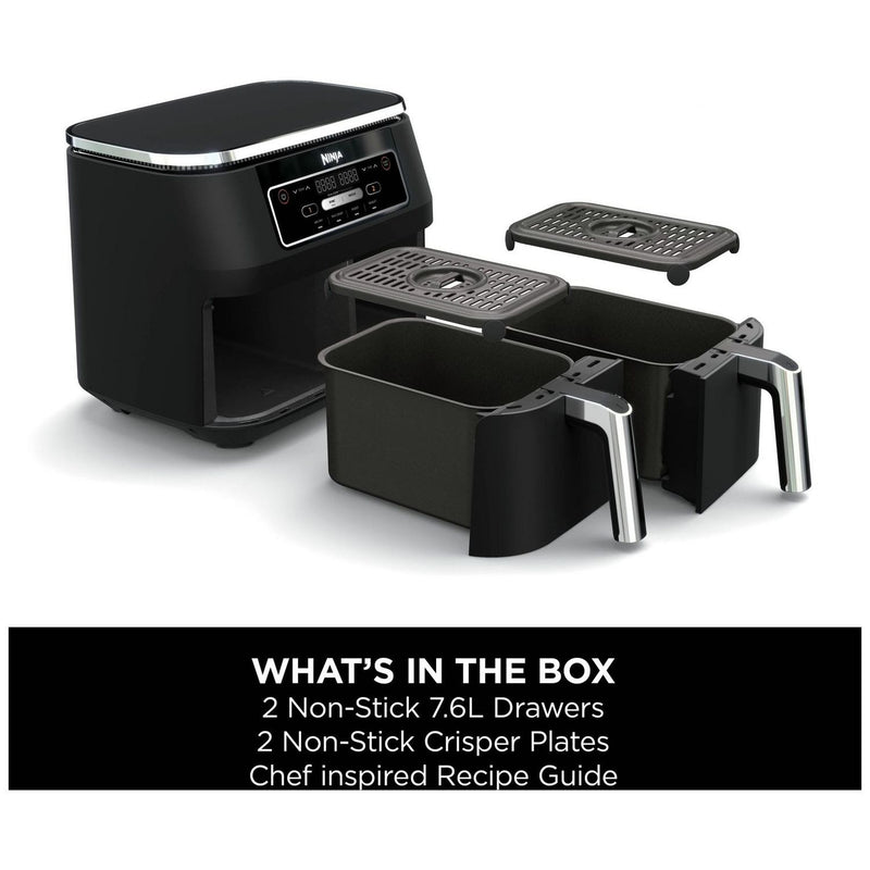 Ninja Dual Zone Air Fryer 7.6L black, imported from the UK