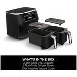 Ninja Dual Zone Air Fryer 7.6L black, imported from the UK