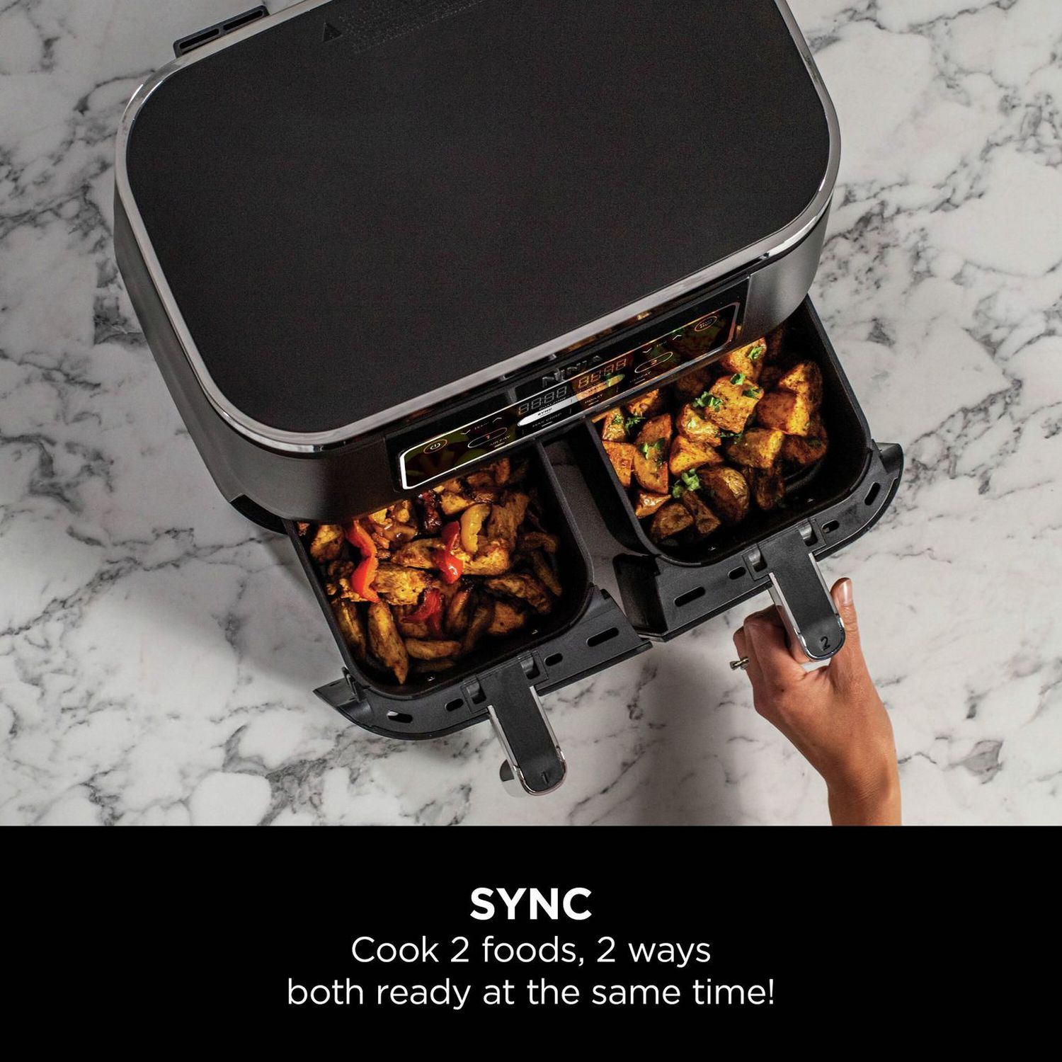 Ninja Dual Zone Air Fryer 7.6L black, imported from the UK