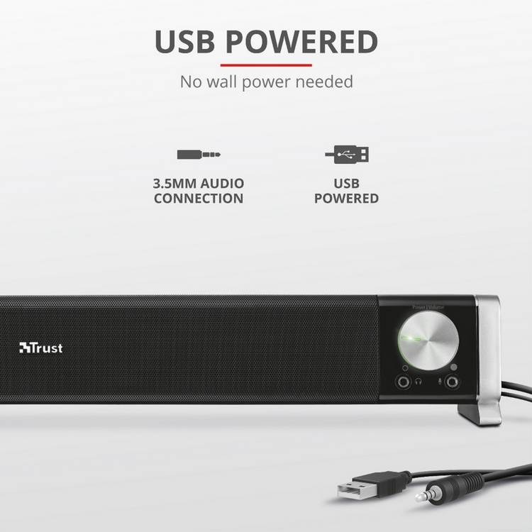 Trust Asto USB soundbar 12W for PC under monitor (British brand)