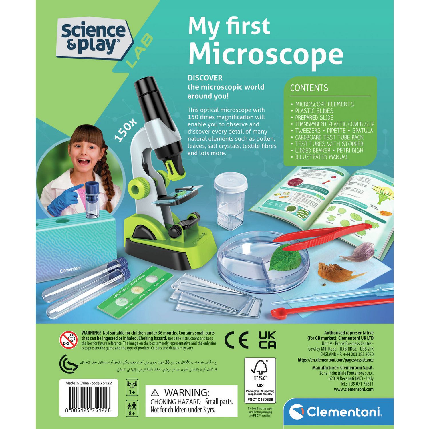 Clementoni My First Microscope toy 25cm tall with 150x magnification (British brand)