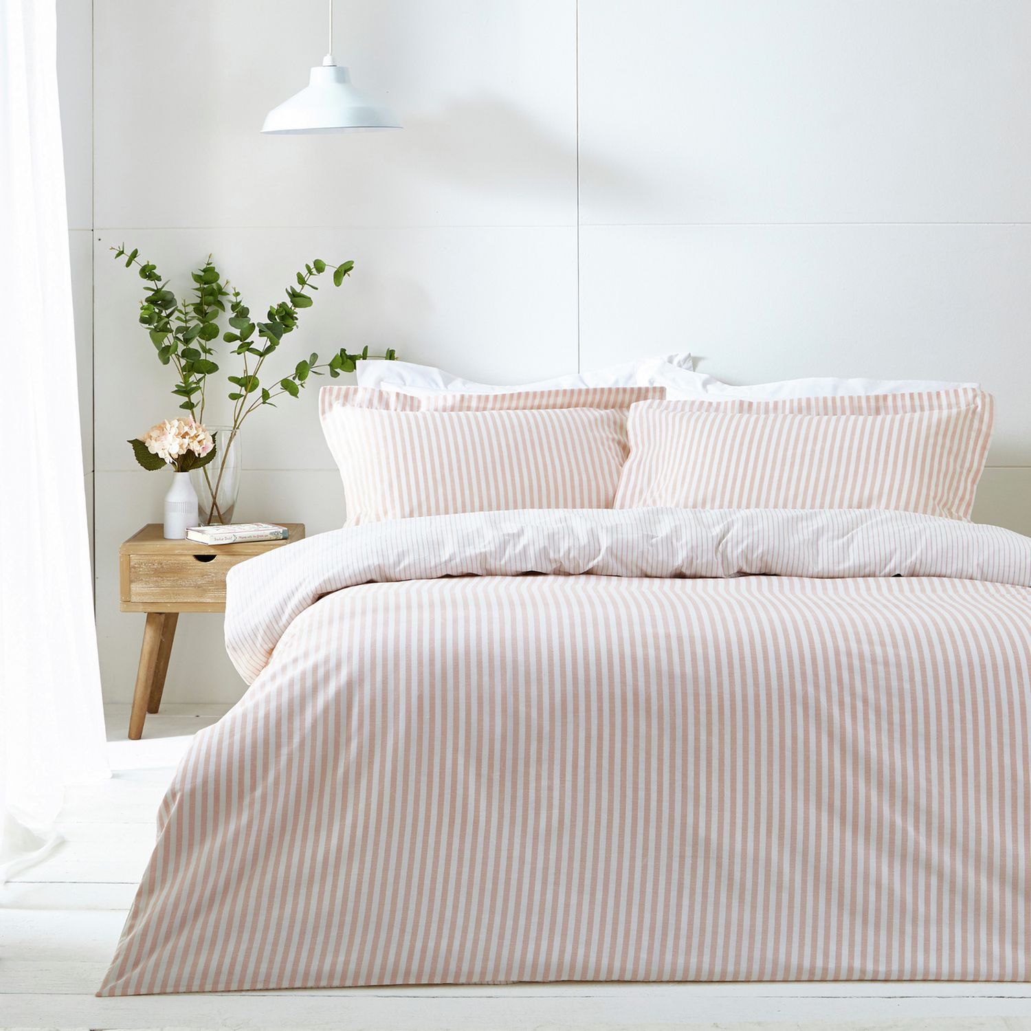 Yard Hebden Cotton Stripe Blush Bedding Set - Double