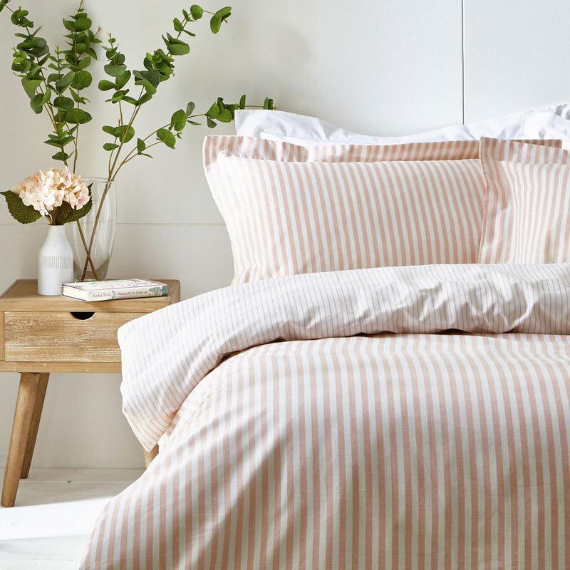 Yard Hebden Cotton Stripe Blush Bedding Set - Double