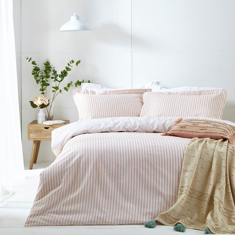 Yard Hebden Cotton Stripe Blush Bedding Set - King size