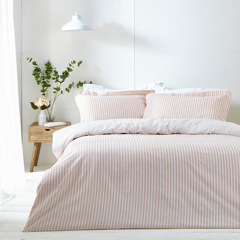 Yard Hebden Cotton Stripe Blush Bedding Set - King size