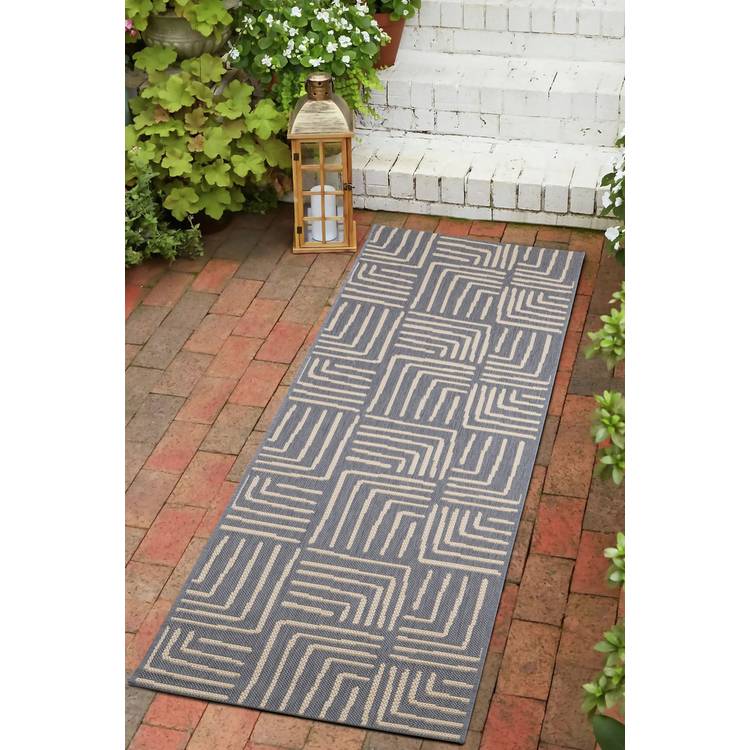 Homemaker blue polypropylene rectangle runner 67x200cm, imported from the UK