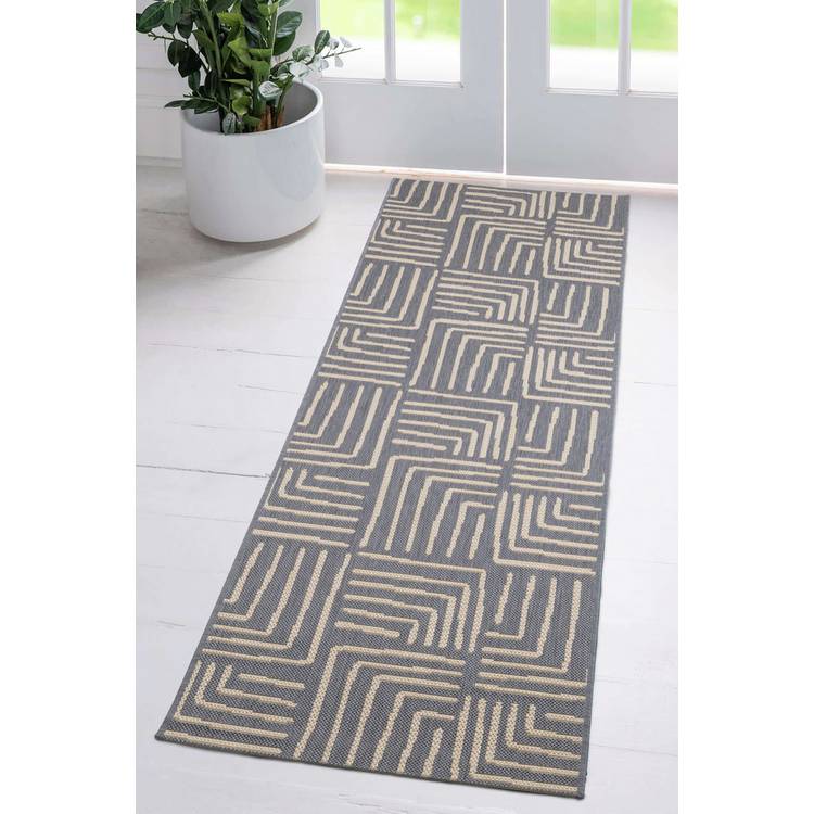 Homemaker blue polypropylene rectangle runner 67x200cm, imported from the UK