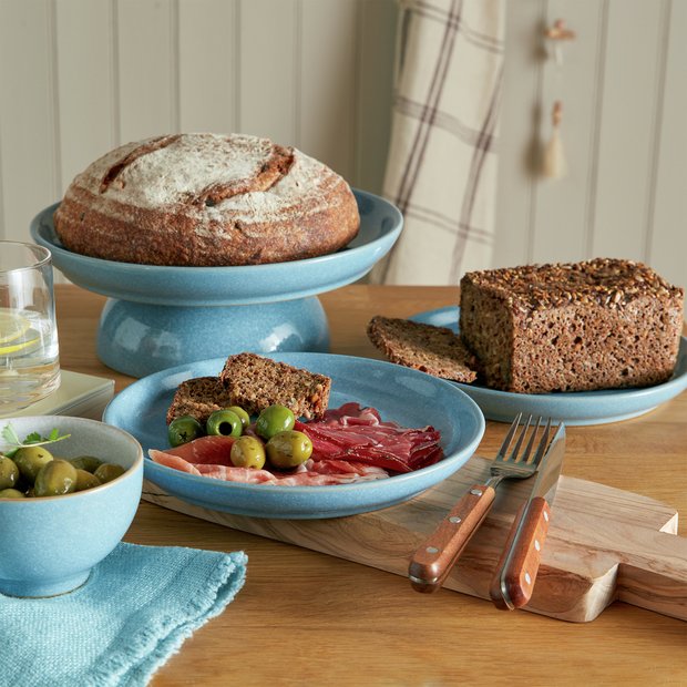 Denby Elements Blue 12 piece stoneware dinner set - British product