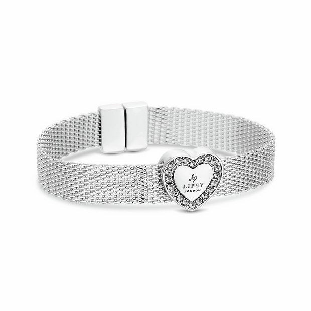 Lipsy rose gold mesh bracelet with heart logo 19cm (British brand)
